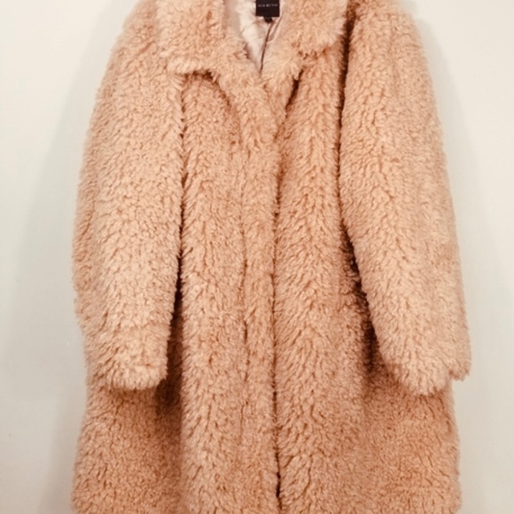 LANE BRYANT Camel Faux Fur Teddy Coat 18 NWOT - Picture 2 of 4